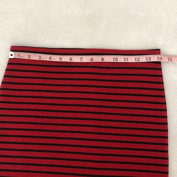 Knit Span BodyCon Skirt! Red/Black Striped Women's Spandex Mini Skirt! Medium - Picture 7 of 11